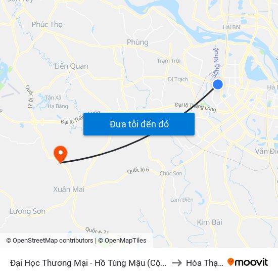 Đại Học Thương Mại - Hồ Tùng Mậu (Cột Sau) to Hòa Thạch map