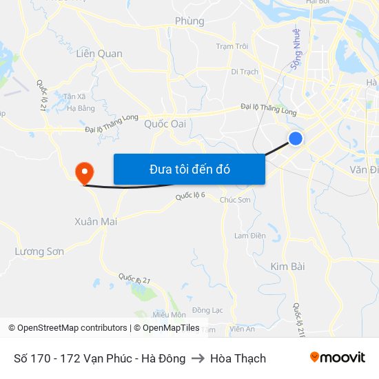 Số 170 - 172 Vạn Phúc - Hà Đông to Hòa Thạch map