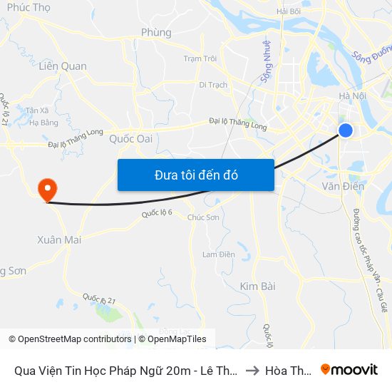 Qua Viện Tin Học Pháp Ngữ 20m - Lê Thanh Nghị to Hòa Thạch map