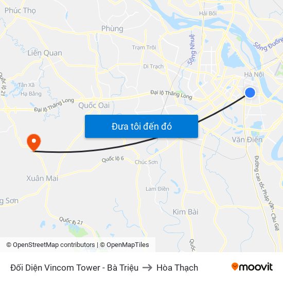 Đối Diện Vincom Tower - Bà Triệu to Hòa Thạch map