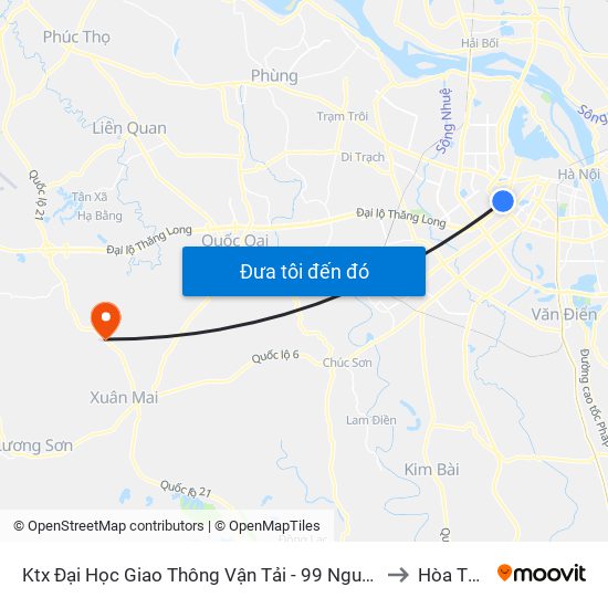 Ktx Đại Học Giao Thông Vận Tải - 99 Nguyễn Chí Thanh to Hòa Thạch map