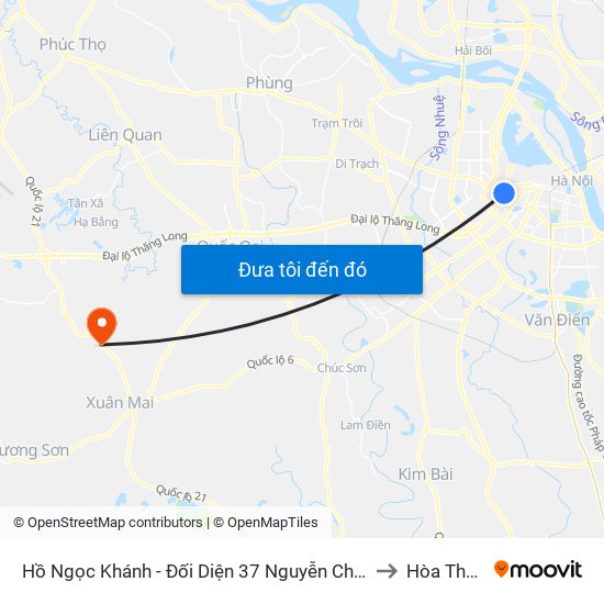 Hồ Ngọc Khánh - Đối Diện 37 Nguyễn Chí Thanh to Hòa Thạch map