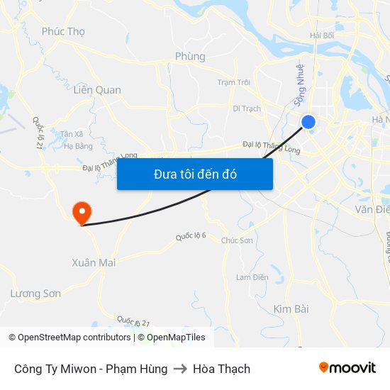Công Ty Miwon - Phạm Hùng to Hòa Thạch map
