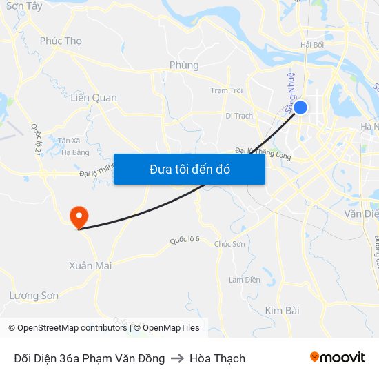 Đối Diện 36a Phạm Văn Đồng to Hòa Thạch map