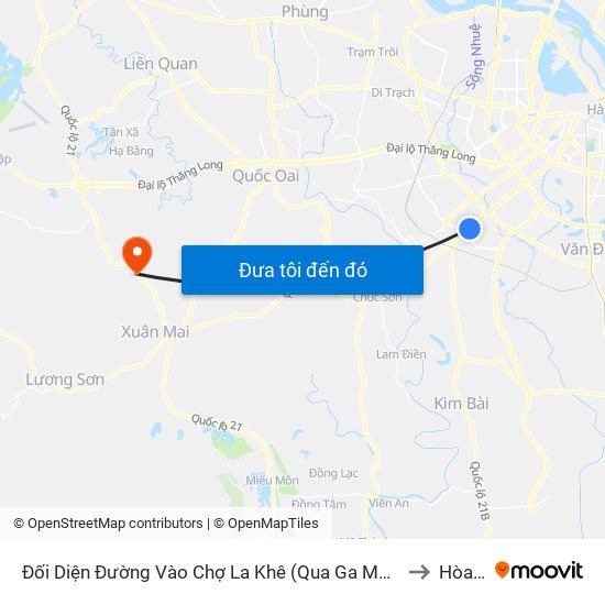 Đối Diện Đường Vào Chợ La Khê (Qua Ga Metro La Khê) - 405 Quang Trung (Hà Đông) to Hòa Thạch map