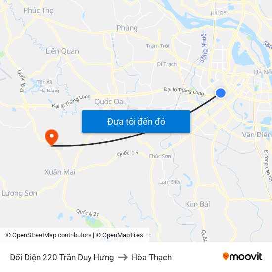 Đối Diện 220 Trần Duy Hưng to Hòa Thạch map