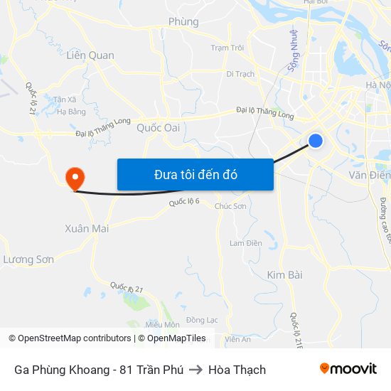 Ga Phùng Khoang - 81 Trần Phú to Hòa Thạch map