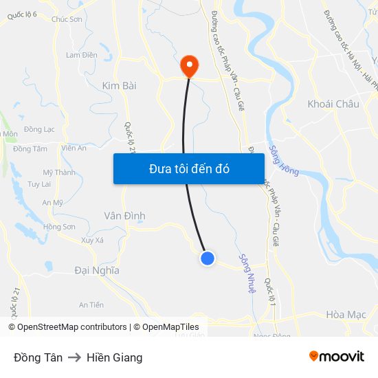 Đồng Tân to Hiền Giang map