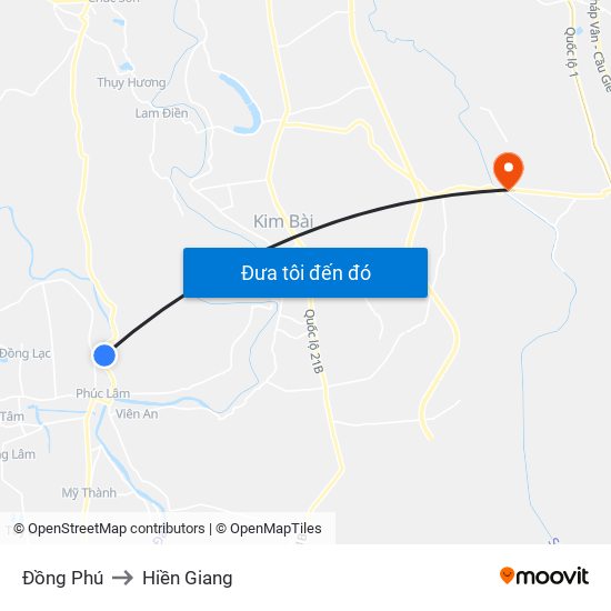 Đồng Phú to Hiền Giang map