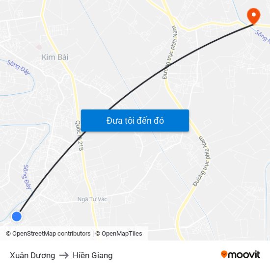 Xuân Dương to Hiền Giang map