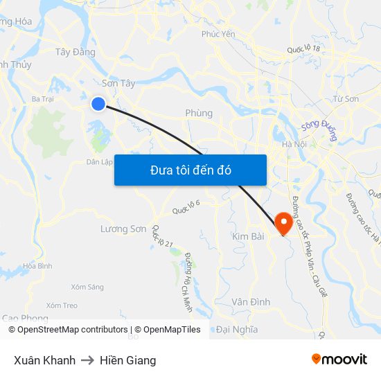 Xuân Khanh to Hiền Giang map