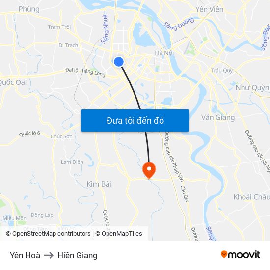 Yên Hoà to Hiền Giang map