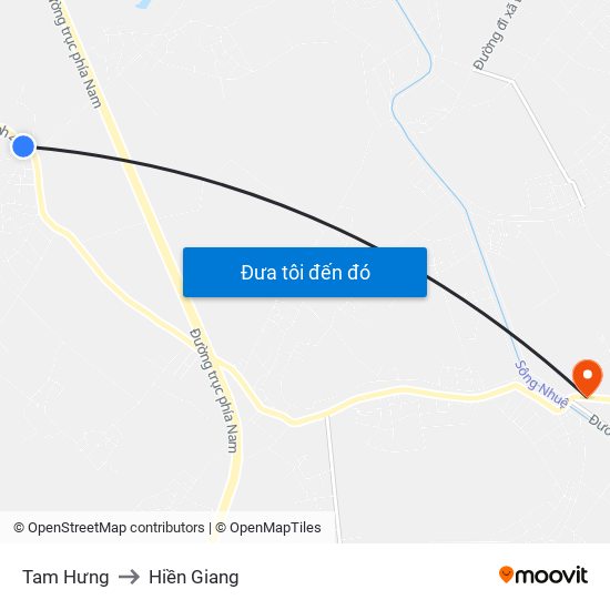 Tam Hưng to Hiền Giang map