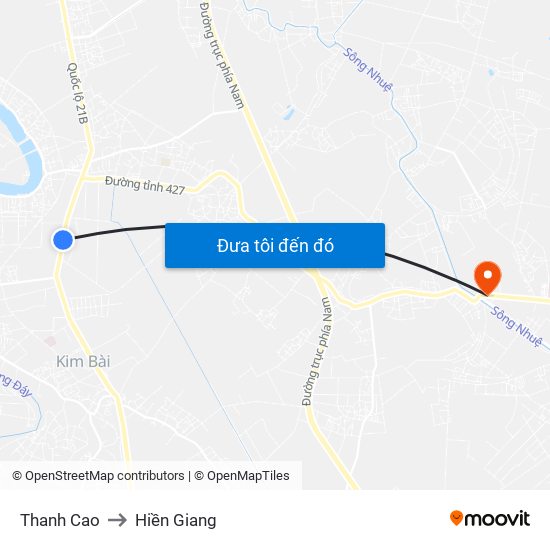 Thanh Cao to Hiền Giang map