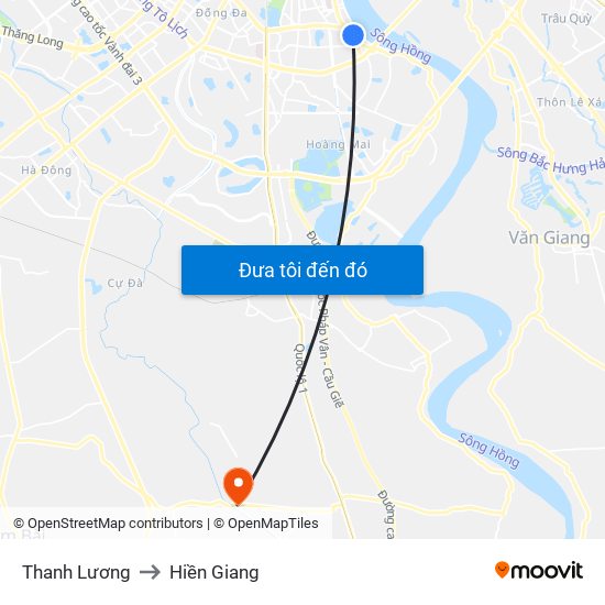 Thanh Lương to Hiền Giang map