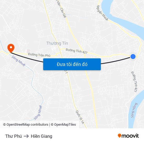 Thư Phú to Hiền Giang map