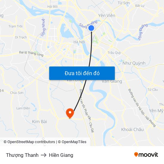 Thượng Thanh to Hiền Giang map