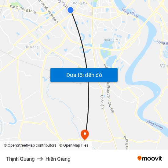 Thịnh Quang to Hiền Giang map