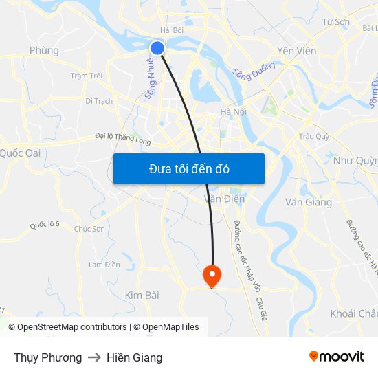 Thụy Phương to Hiền Giang map