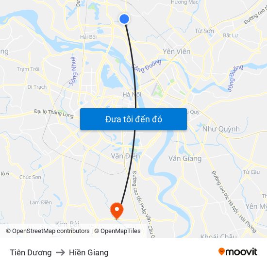 Tiên Dương to Hiền Giang map