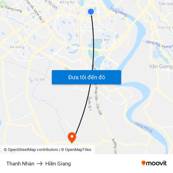 Thanh Nhàn to Hiền Giang map