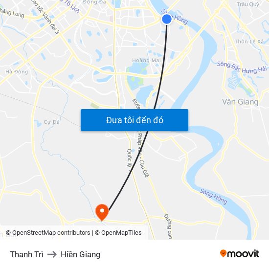 Thanh Trì to Hiền Giang map