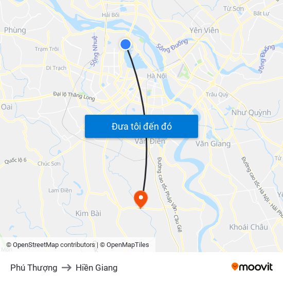 Phú Thượng to Hiền Giang map