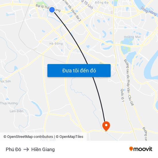 Phú Đô to Hiền Giang map