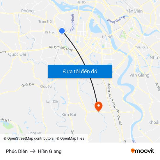 Phúc Diễn to Hiền Giang map