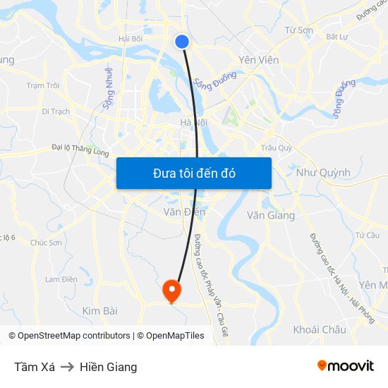 Tầm Xá to Hiền Giang map