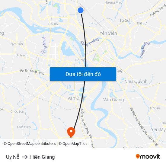 Uy Nỗ to Hiền Giang map