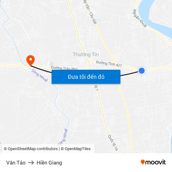 Vân Tảo to Hiền Giang map