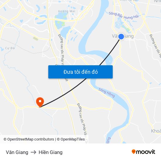 Văn Giang to Hiền Giang map