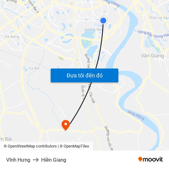 Vĩnh Hưng to Hiền Giang map