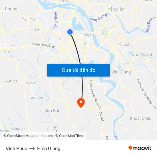 Vĩnh Phúc to Hiền Giang map