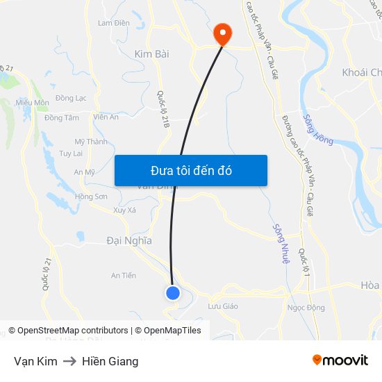 Vạn Kim to Hiền Giang map