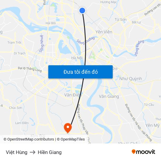 Việt Hùng to Hiền Giang map
