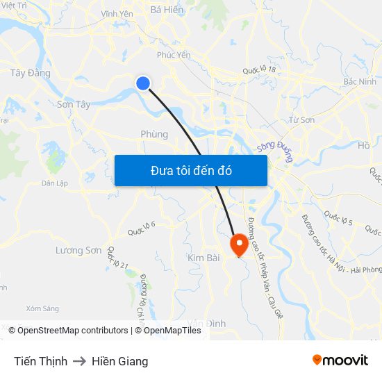 Tiến Thịnh to Hiền Giang map