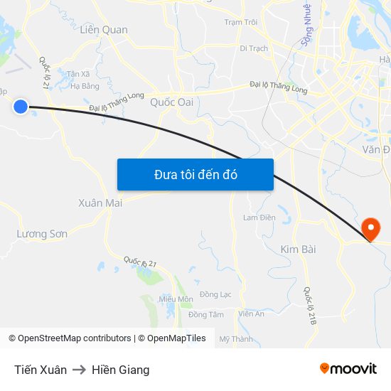 Tiến Xuân to Hiền Giang map