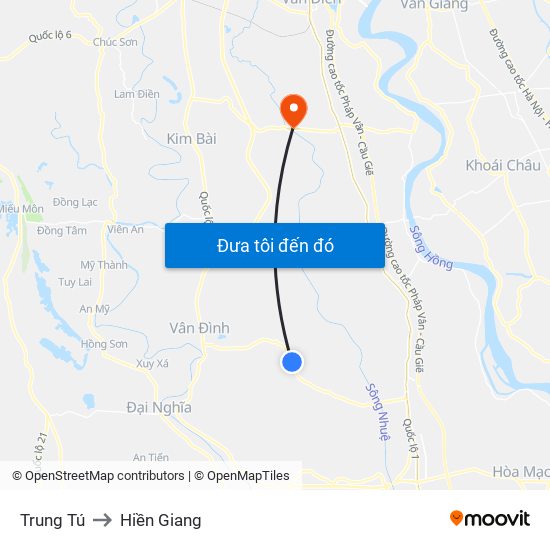 Trung Tú to Hiền Giang map