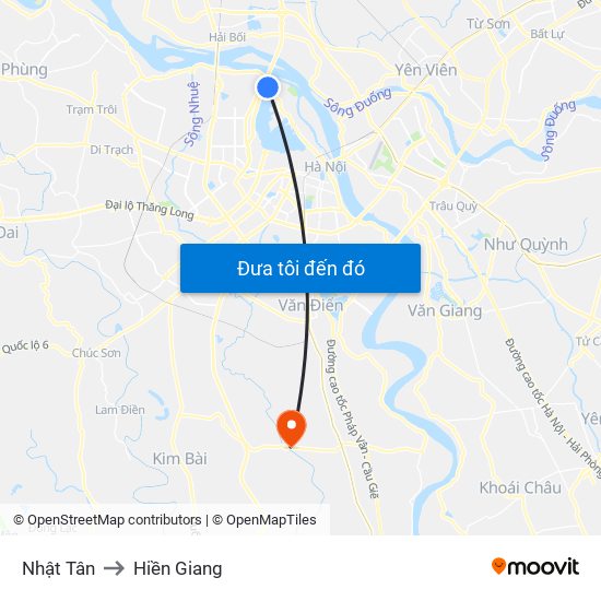 Nhật Tân to Hiền Giang map