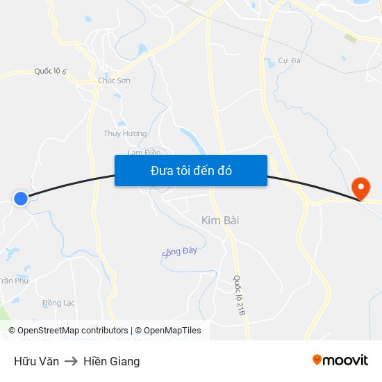 Hữu Văn to Hiền Giang map