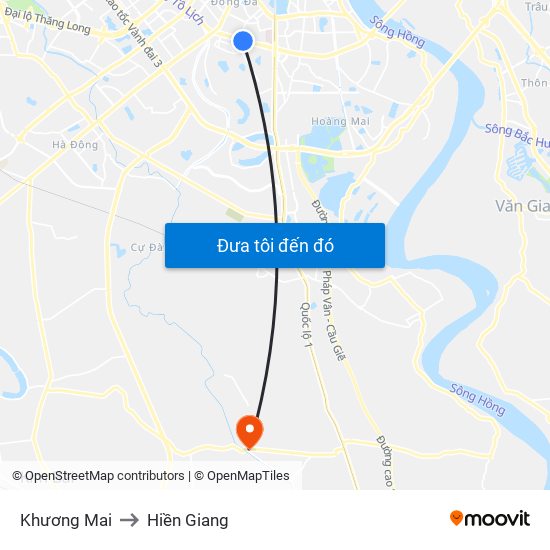 Khương Mai to Hiền Giang map