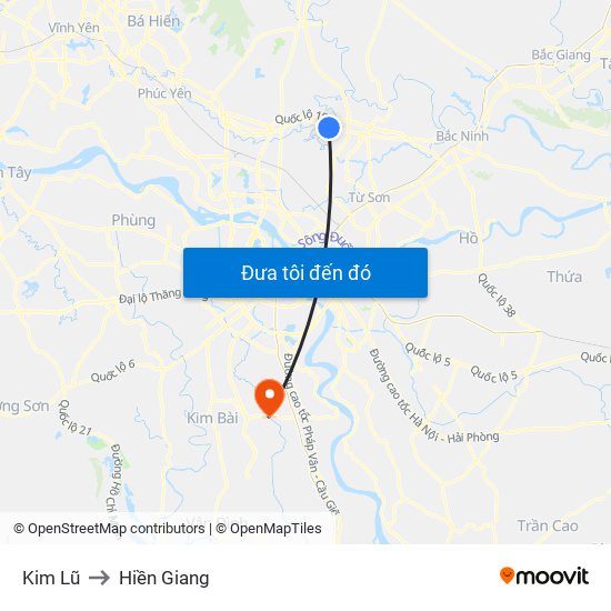 Kim Lũ to Hiền Giang map