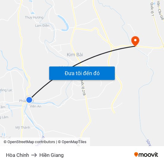 Hòa Chính to Hiền Giang map