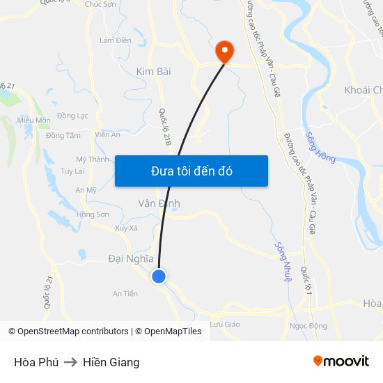 Hòa Phú to Hiền Giang map