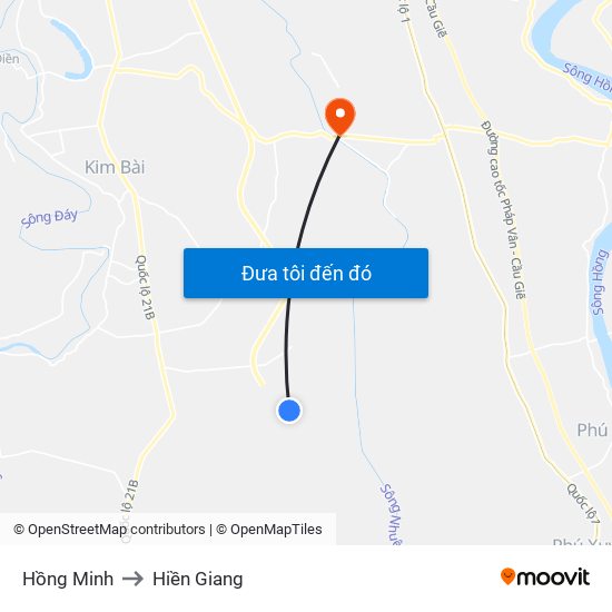 Hồng Minh to Hiền Giang map