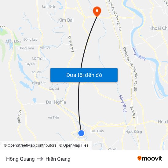 Hồng Quang to Hiền Giang map