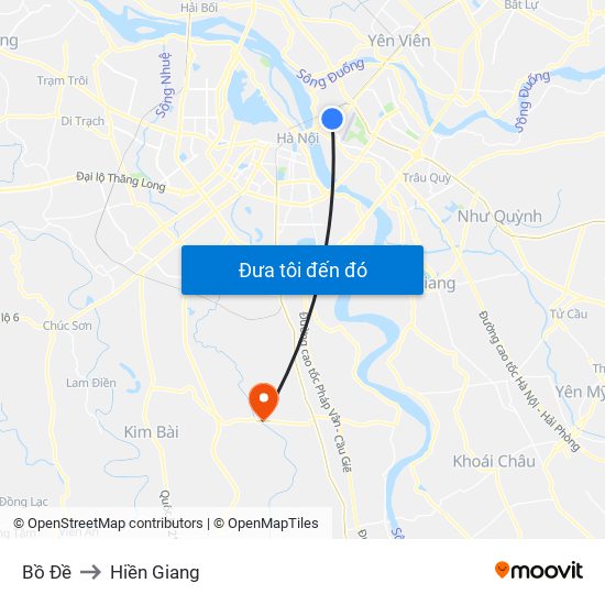Bồ Đề to Hiền Giang map