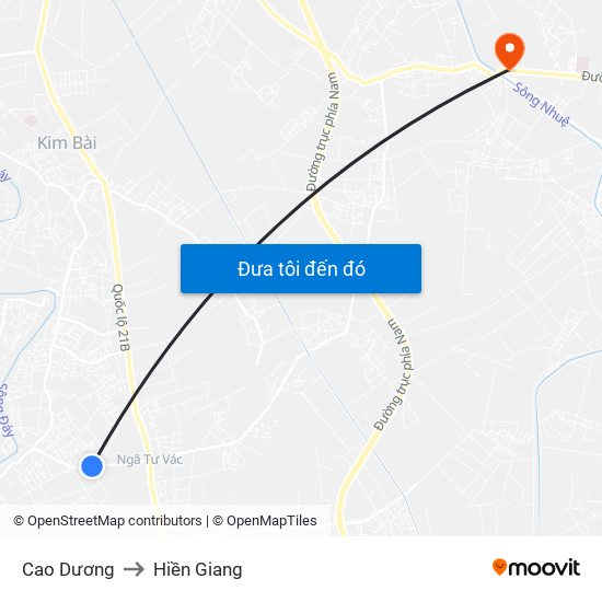 Cao Dương to Hiền Giang map